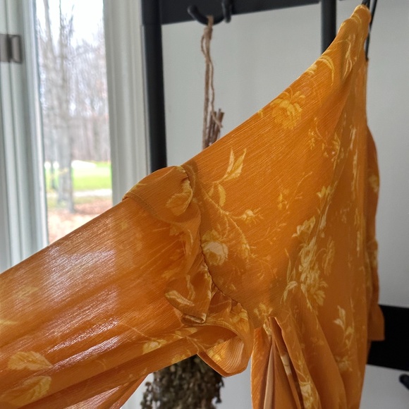 Madewell golden mustard maxi v neck button dress - Picture 4 of 6